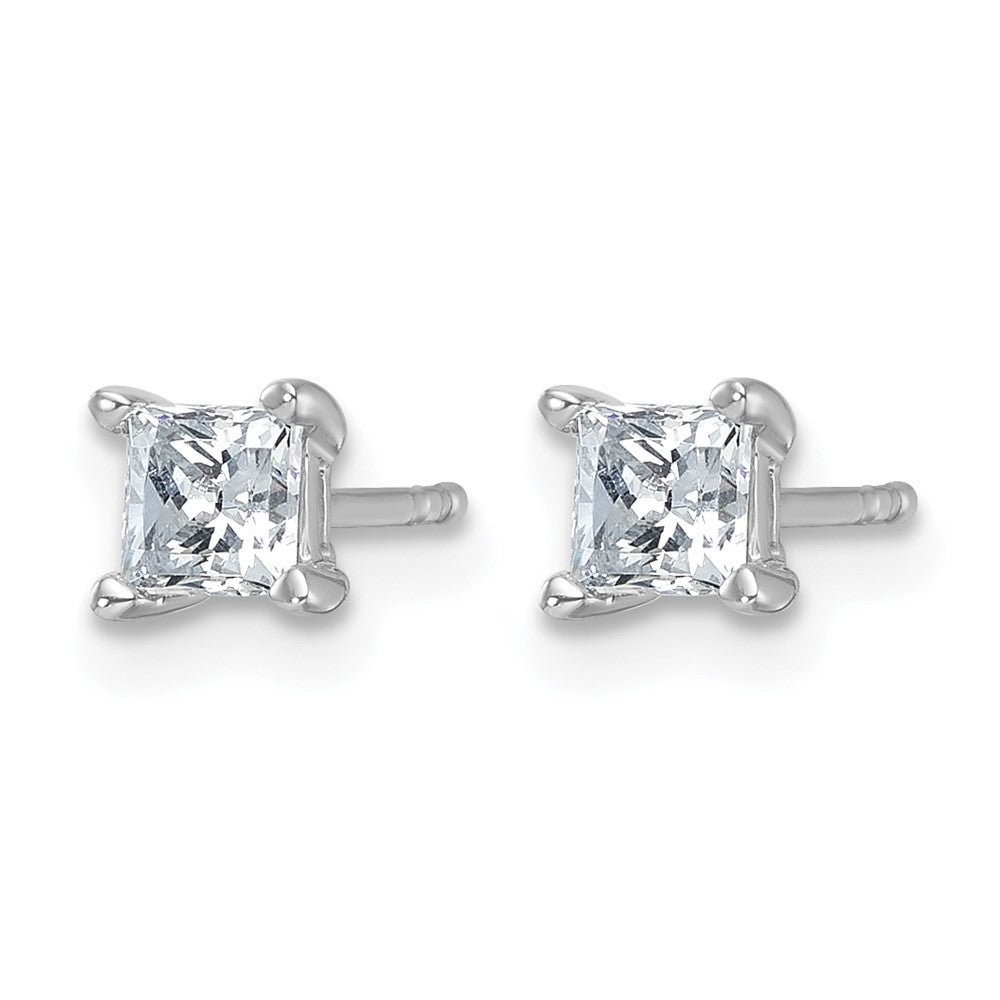 14k White Gold 3/4 Ct. Lab Grown Diamond VS/SI+ G+ Princess Four Prong Stud Post Earrings