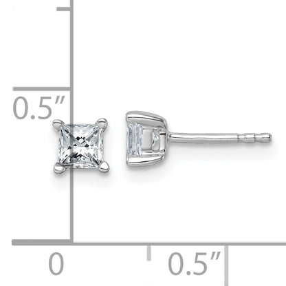 14K White Gold 3/4 Ctw Lab Grown Diamond Vs+ F+ Princess 4 Prong Heavy Wt. Stud Earrings