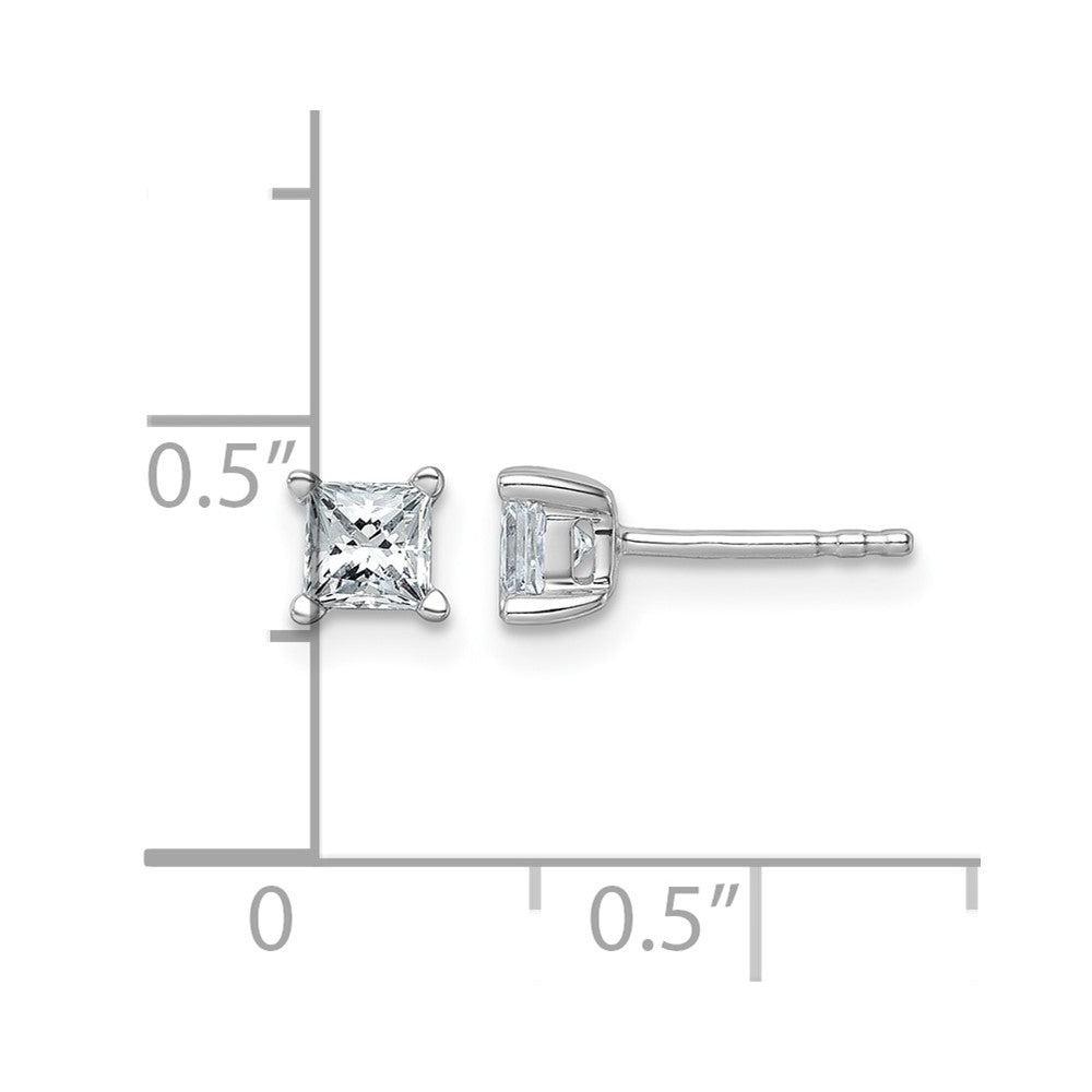 14k White Gold 3/4 Ct. Lab Grown Diamond VS/SI+ G+ Princess Four Prong Stud Post Earrings