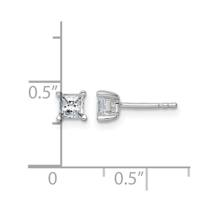 14k White Gold 3/4 Ct. Lab Grown Diamond VS/SI+ G+ Princess Four Prong Stud Post Earrings