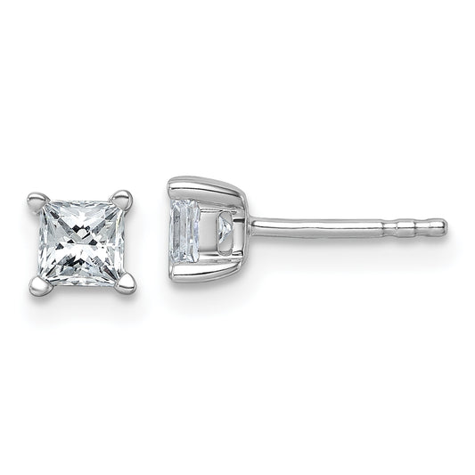 14K White Gold 3/4 Ctw Certified Lab Grown Diamond Vs+ F+ Princess 4 Prong Heavy Wt. Stud Earrings