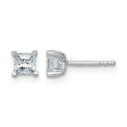 14K White Gold 3/4 Ctw Lab Grown Diamond Vs+ F+ Princess 4 Prong Heavy Wt. Stud Earrings