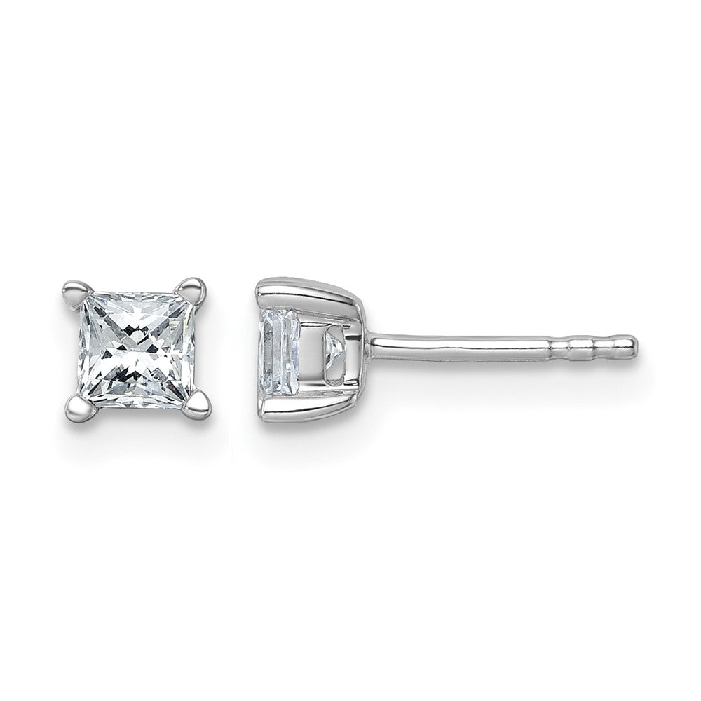 14K White Gold 3/4 Ctw Certified Lab Grown Diamond Vs+ F+ Princess 4 Prong Heavy Wt. Stud Earrings