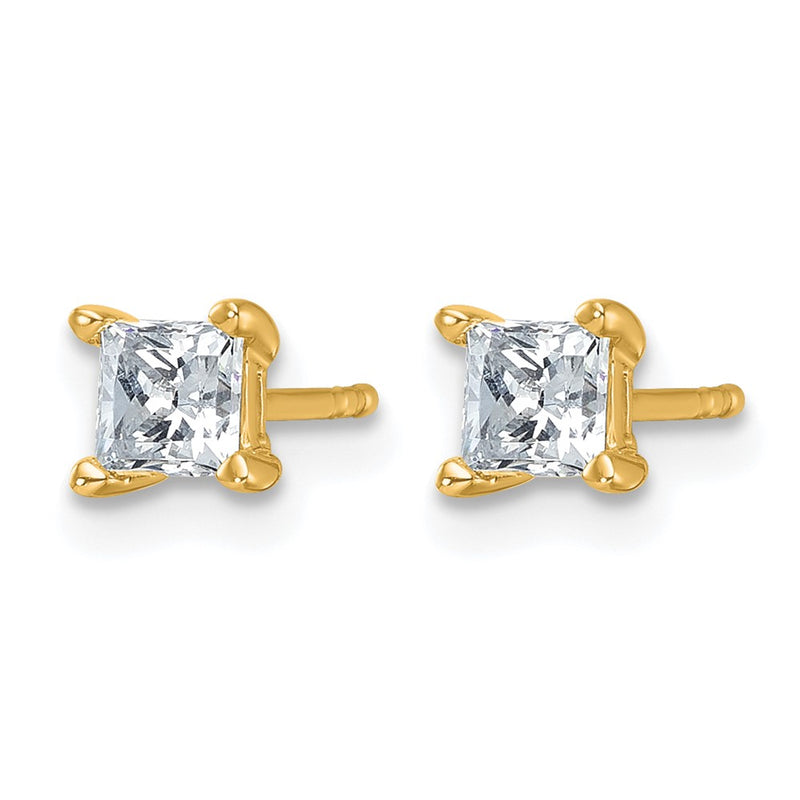 14k Yellow Gold 3/4 ctw Lab Grown Diamond VS/SI+ G+ Princess 4 Prong Heavy Wt. Stud Earrings