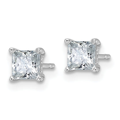 14K White Gold 1 Ctw Certified Lab Grown Diamond Vs+ F+ Princess 4 Prong Heavy Wt. Stud Earrings