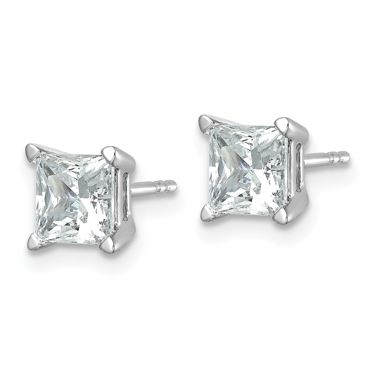 14K White Gold 2 Ctw Certified Lab Grown Diamond Vs+ F+ Princess 4 Prong Heavy Wt. Stud Earrings