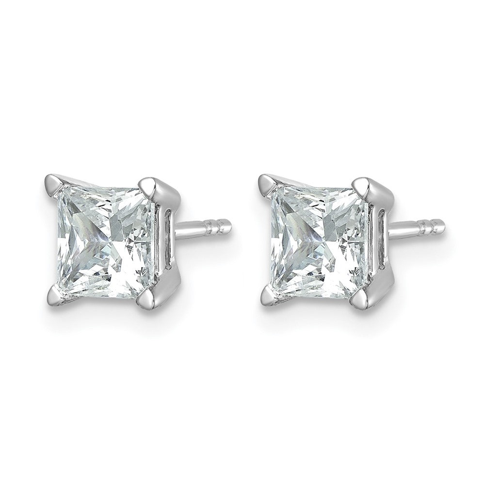 14K White Gold 2 Ctw Lab Grown Diamond Vs+ F+ Princess 4 Prong Heavy Wt. Stud Earrings