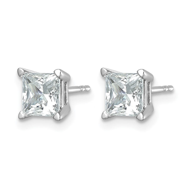 14K White Gold 2 Ctw Lab Grown Diamond Vs+ F+ Princess 4 Prong Heavy Wt. Stud Earrings