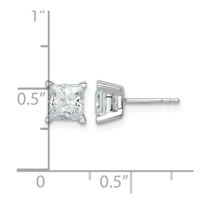 14K White Gold 2 Ctw Lab Grown Diamond Vs+ F+ Princess 4 Prong Heavy Wt. Stud Earrings