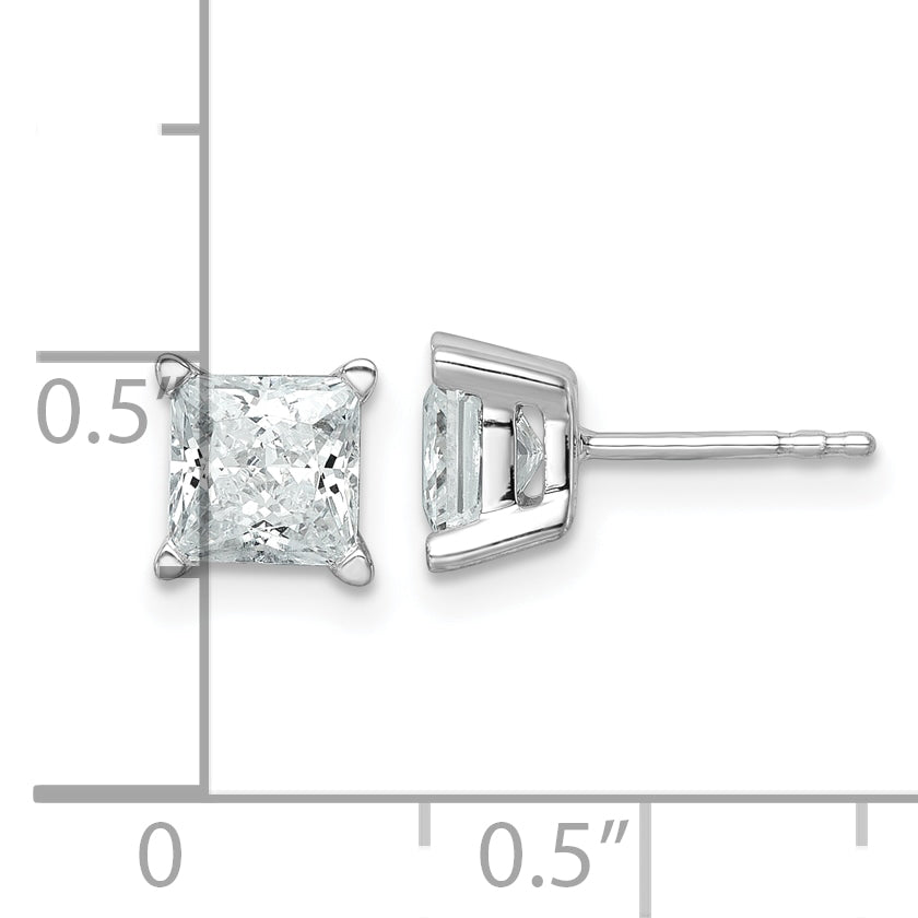 14K White Gold 3 Ctw Lab Grown Diamond Vs+ F+ Princess 4 Prong Heavy Wt. Stud Earrings