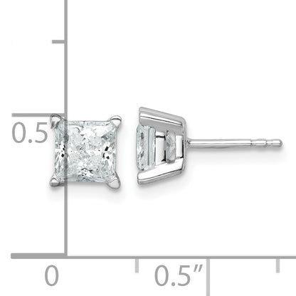 14K White Gold 3 Ctw Lab Grown Diamond Vs+ F+ Princess 4 Prong Heavy Wt. Stud Earrings