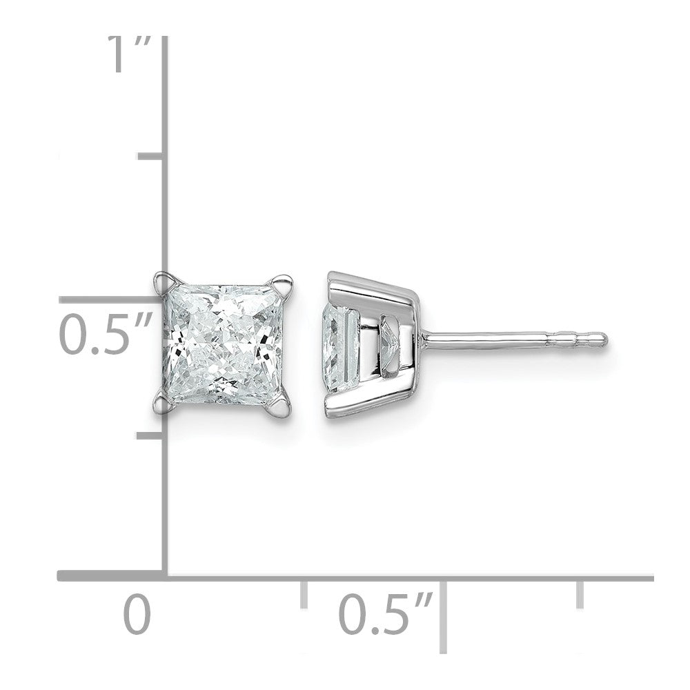 14k White Gold 2 ctw Certified Lab Grown Diamond VS/SI+ G+ Princess 4 Prong Heavy Wt. Stud Earrings