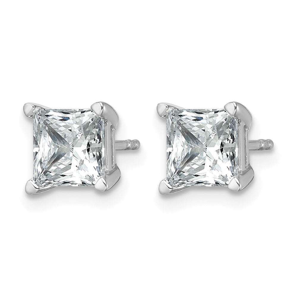 14K White Gold 3 Ctw Lab Grown Diamond Vs+ F+ Princess 4 Prong Heavy Wt. Stud Earrings