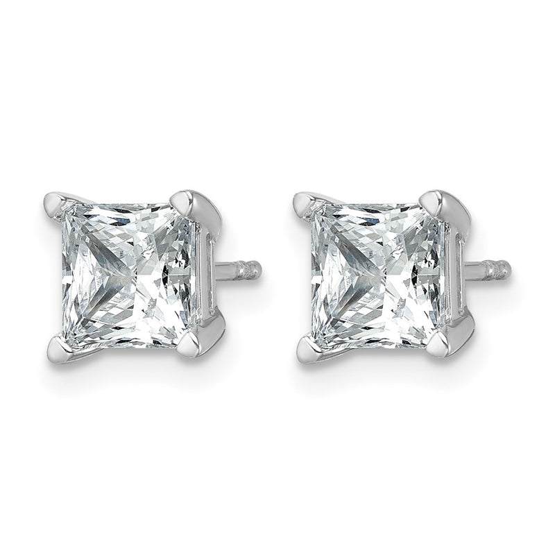 14K White Gold 3 Ctw Lab Grown Diamond Vs+ F+ Princess 4 Prong Heavy Wt. Stud Earrings