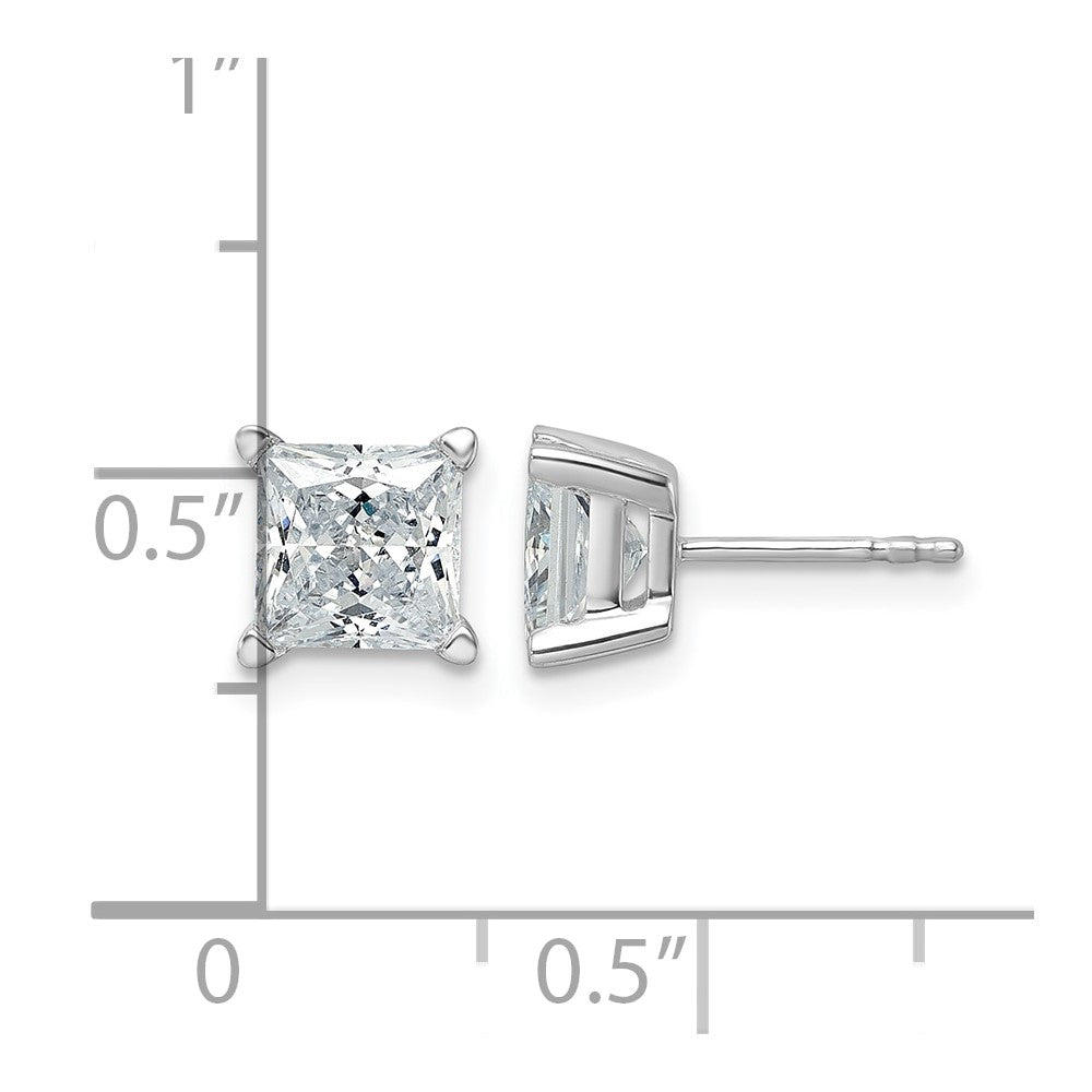 14k White Gold 3 ctw Certified Lab Grown Diamond VS/SI+ G+ Princess 4 Prong Heavy Wt. Stud Earrings