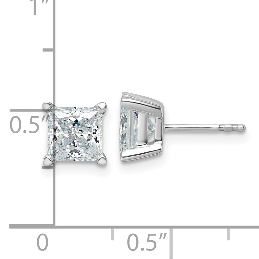 14K White Gold 3 Ctw Lab Grown Diamond Vs+ F+ Princess 4 Prong Heavy Wt. Stud Earrings