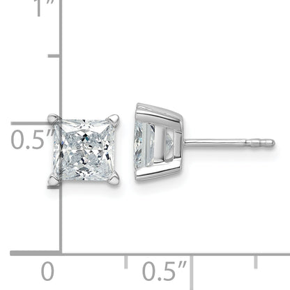 14K White Gold 3 Ctw Lab Grown Diamond Vs+ F+ Princess 4 Prong Heavy Wt. Stud Earrings