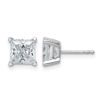 14k White Gold 3 ctw Certified Lab Grown Diamond VS/SI+ G+ Princess 4 Prong Heavy Wt. Stud Earrings