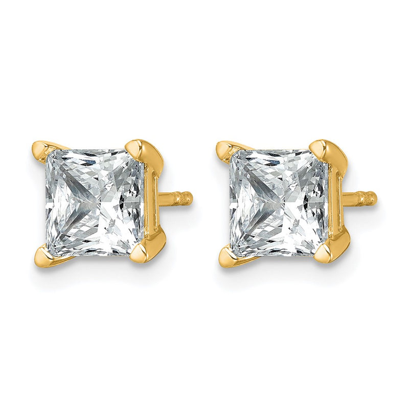 14k Yellow Gold 3 Ct. total weight Princess VS/SI GH Lab Grown Diamond 4 Prong Stud Post Earrings