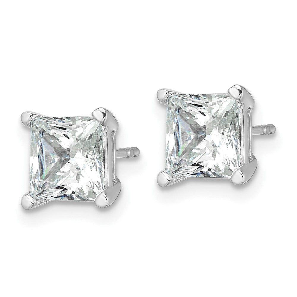 14k White Gold 4 Ct. Lab Grown Diamond VS/SI+ G+ Princess Four Prong Stud Post Earrings