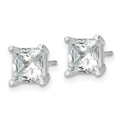 14k White Gold 4 Ct. Lab Grown Diamond VS/SI+ G+ Princess Four Prong Stud Post Earrings