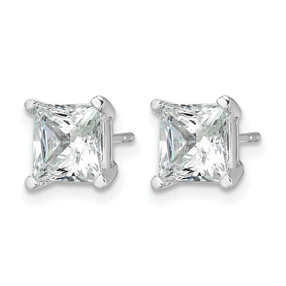 14k White Gold 4 ctw Certified Lab Grown Diamond VS/SI+ G+ Princess 4 Prong Heavy Wt. Stud Earrings