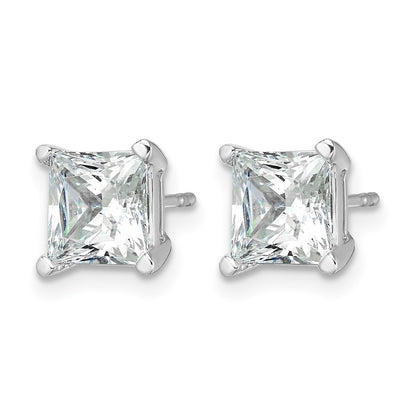 14k White Gold 4 ctw Certified Lab Grown Diamond VS/SI+ G+ Princess 4 Prong Heavy Wt. Stud Earrings