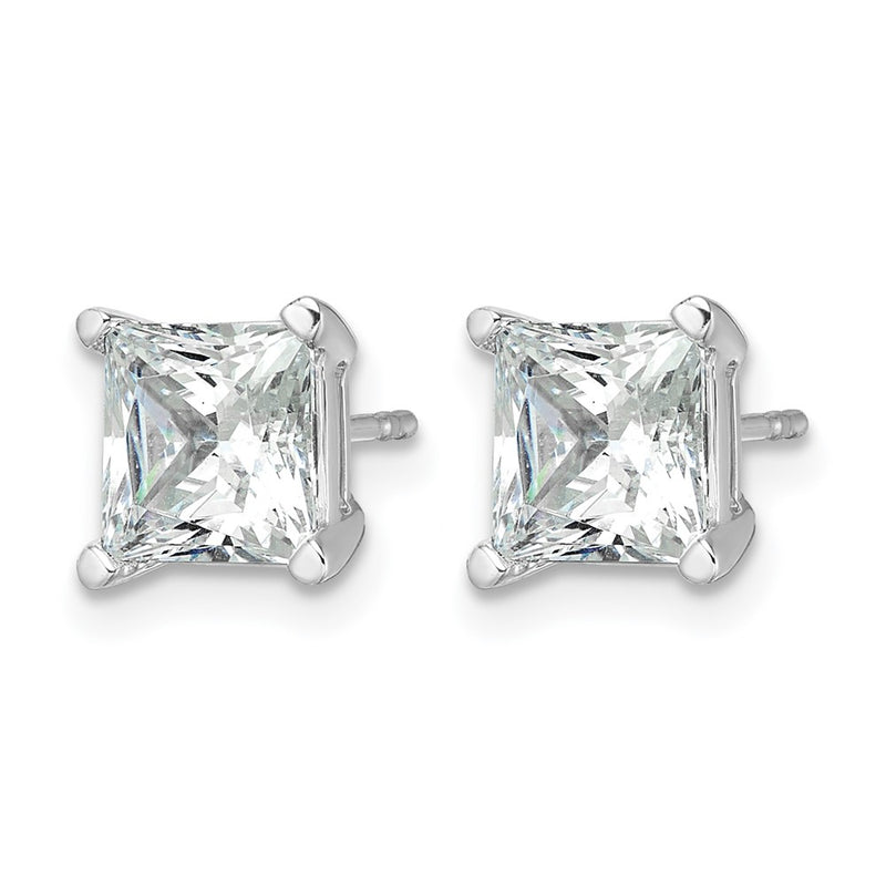 14k White Gold 4 ctw Certified Lab Grown Diamond VS/SI+ G+ Princess 4 Prong Heavy Wt. Stud Earrings