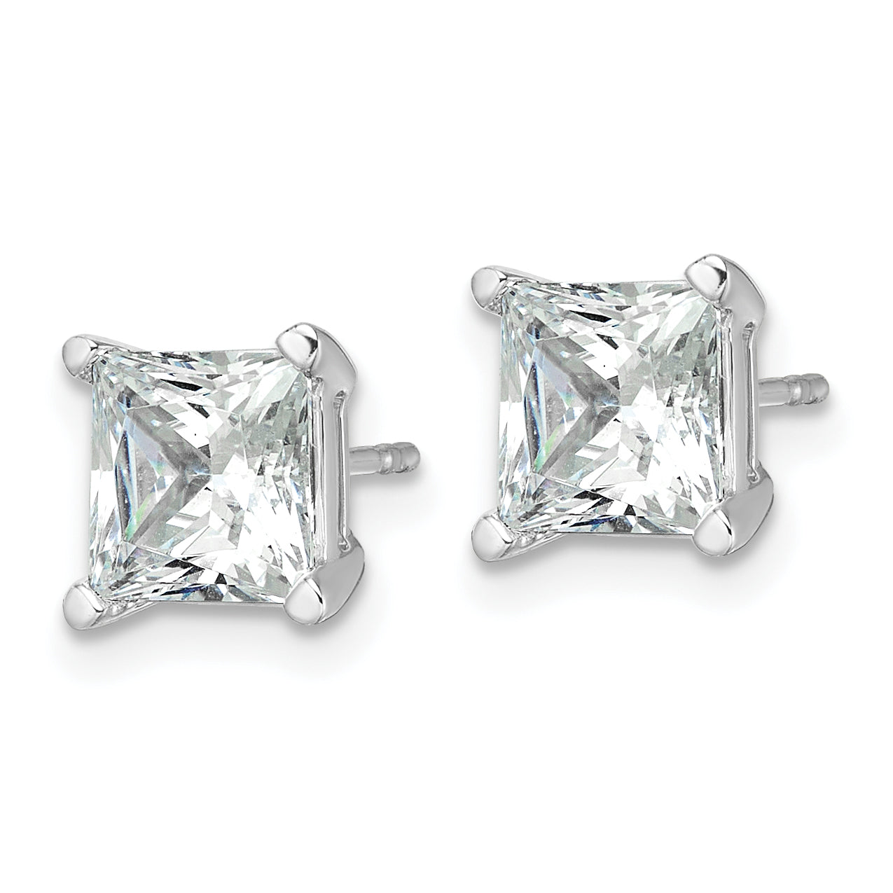 14k White Gold 4 ctw Lab Grown Diamond VS/SI+ G+ Princess 4 Prong Heavy Wt. Stud Earrings