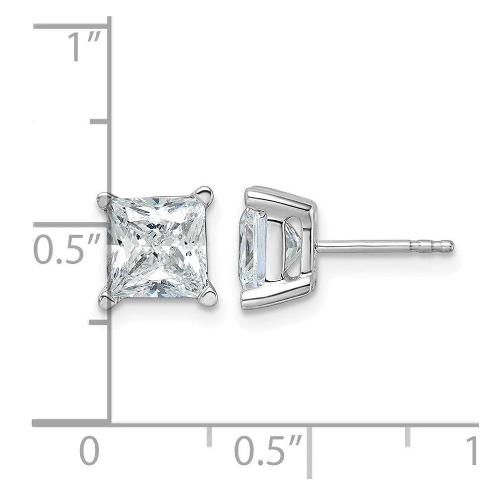 14k White Gold 4 ctw Certified Lab Grown Diamond VS/SI+ G+ Princess 4 Prong Heavy Wt. Stud Earrings