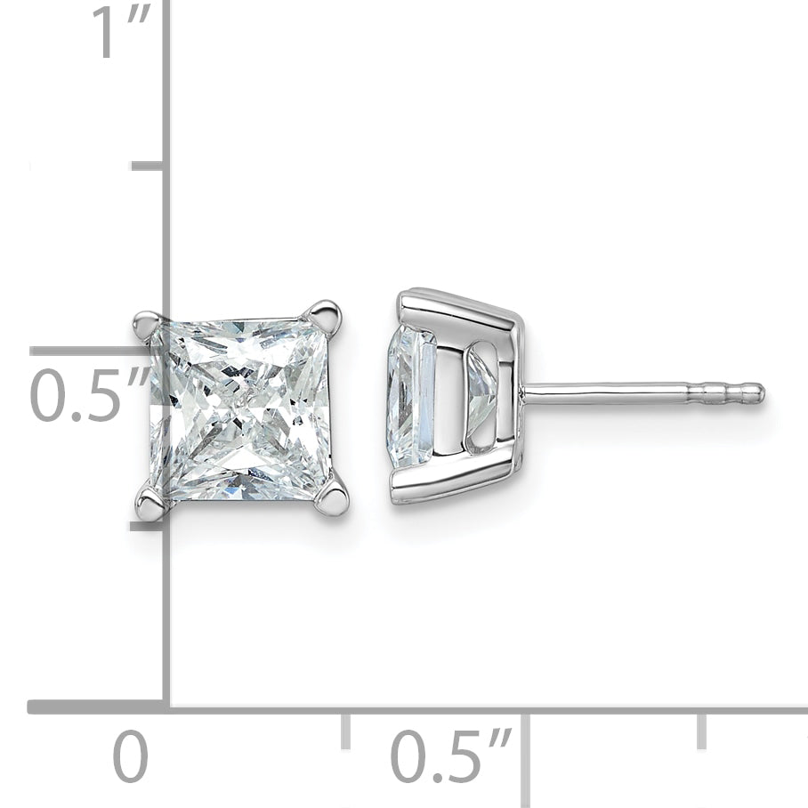 14k White Gold 4 ctw Lab Grown Diamond VS/SI+ G+ Princess 4 Prong Heavy Wt. Stud Earrings
