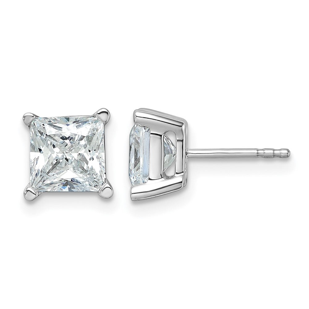 14k White Gold 4 ctw Certified Lab Grown Diamond VS/SI+ G+ Princess 4 Prong Heavy Wt. Stud Earrings
