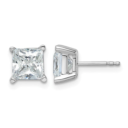 14k White Gold 4 ctw Certified Lab Grown Diamond VS/SI+ G+ Princess 4 Prong Heavy Wt. Stud Earrings