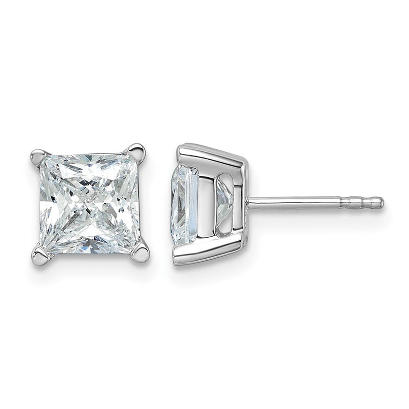 14k White Gold 4 ctw Lab Grown Diamond VS/SI+ G+ Princess 4 Prong Heavy Wt. Stud Earrings