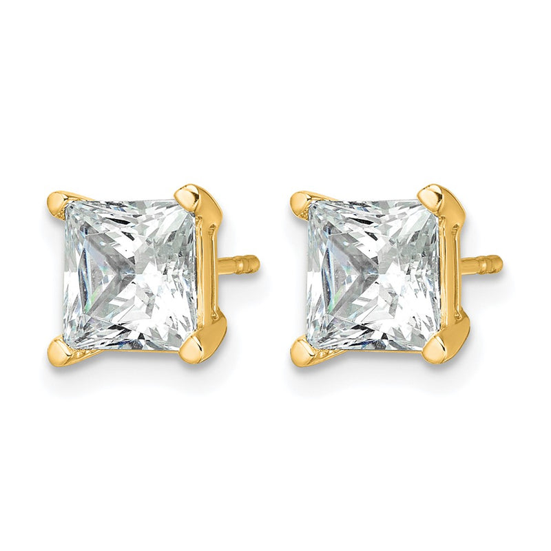 14k Yellow Gold 4 ctw Lab Grown Diamond VS/SI+ G+ Princess 4 Prong Heavy Wt. Stud Earrings