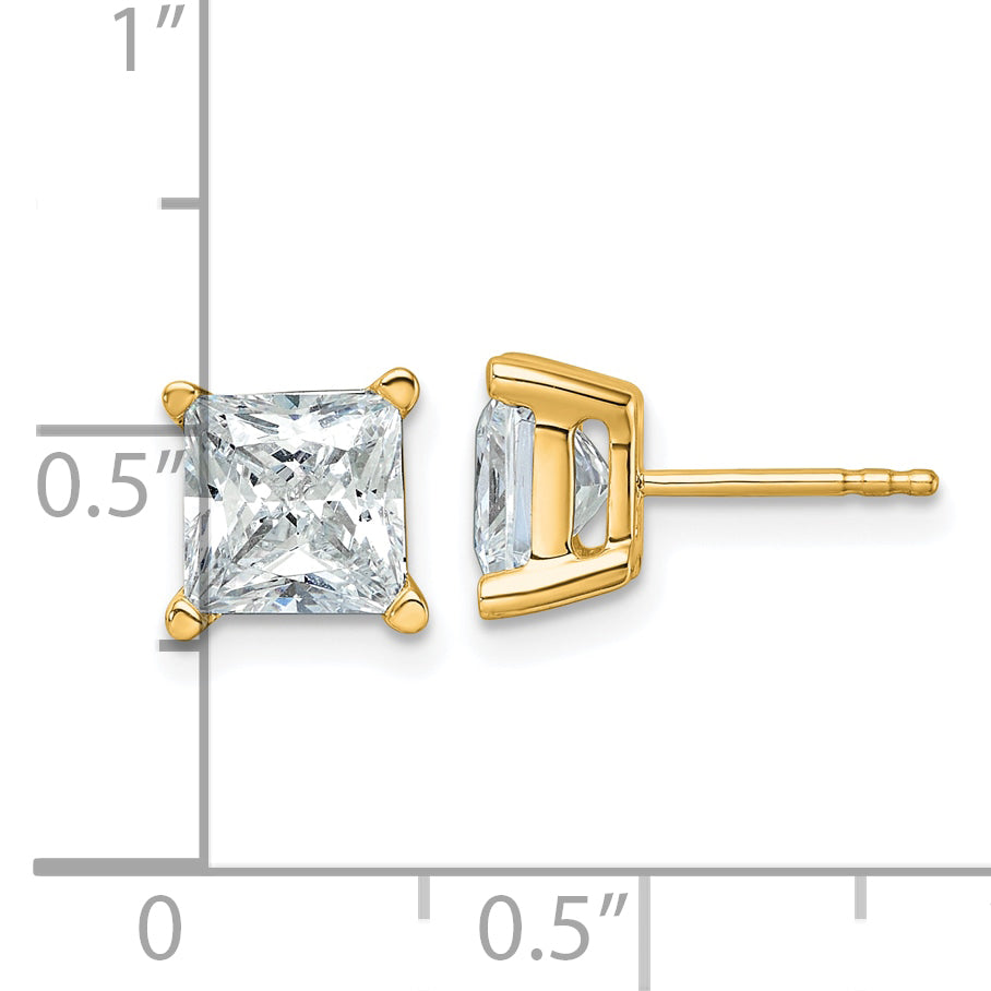 14k Yellow Gold 4 ctw Lab Grown Diamond VS/SI+ G+ Princess 4 Prong Heavy Wt. Stud Earrings