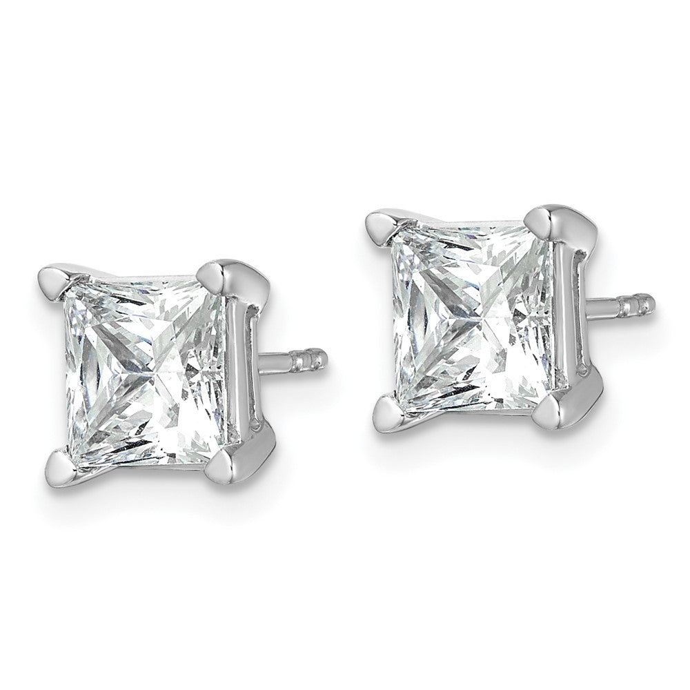 14k White Gold 5 Ct. total weight Princess VS/SI GH Lab Grown Diamond 4 Prong Stud Post Earrings