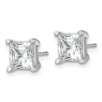 14k White Gold 5 Ct. total weight Princess VS/SI GH Lab Grown Diamond 4 Prong Stud Post Earrings