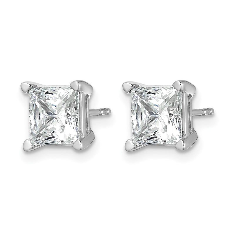 14K White Gold 5 Ctw Certified Lab Grown Diamond Vs+ F+ Princess 4 Prong Heavy Wt. Stud Earrings