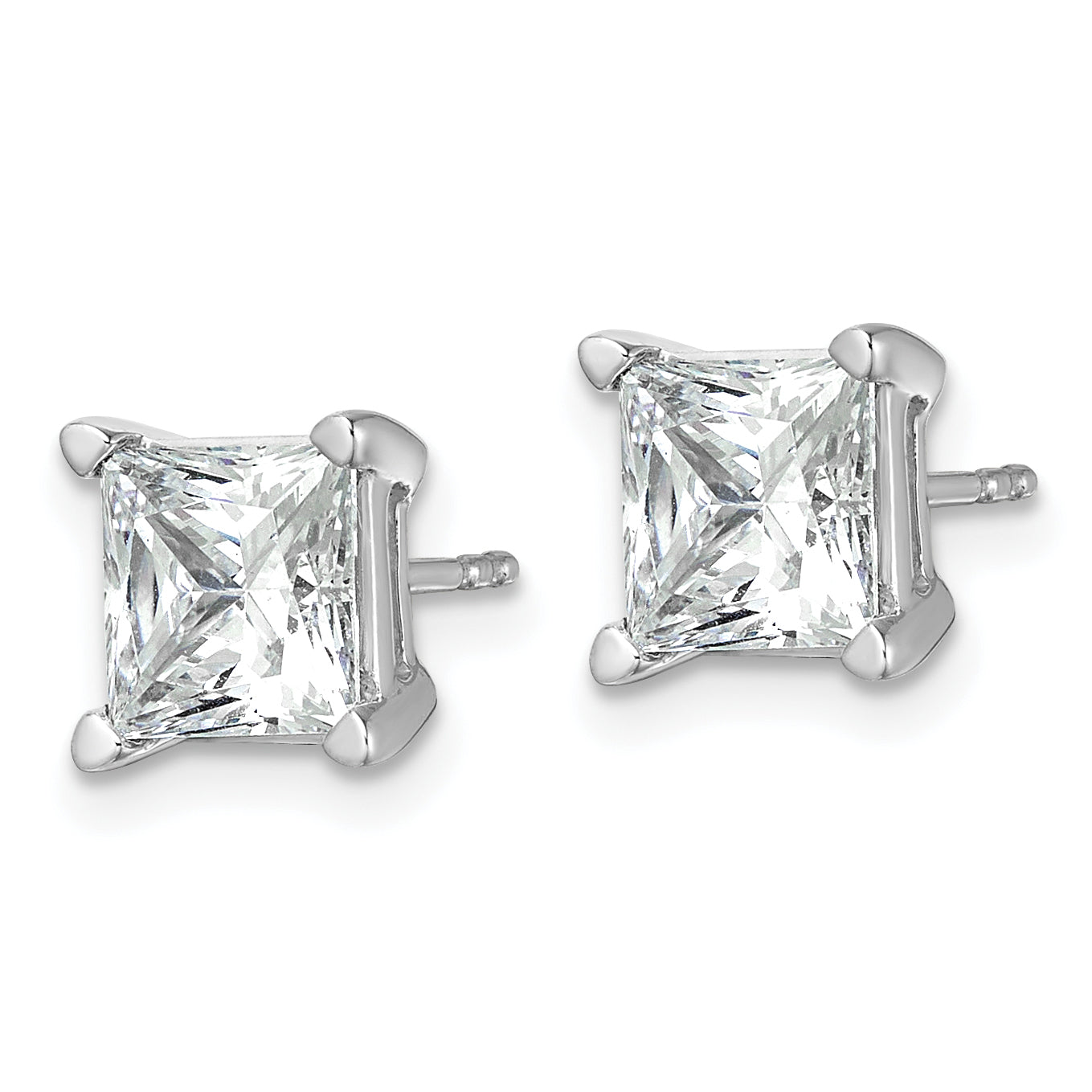 14K White Gold 5 Ctw Certified Lab Grown Diamond Vs+ F+ Princess 4 Prong Heavy Wt. Stud Earrings