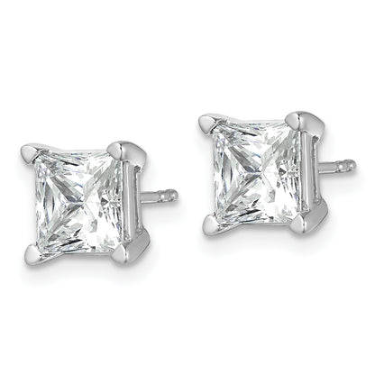 14K White Gold 5 Ctw Certified Lab Grown Diamond Vs+ F+ Princess 4 Prong Heavy Wt. Stud Earrings