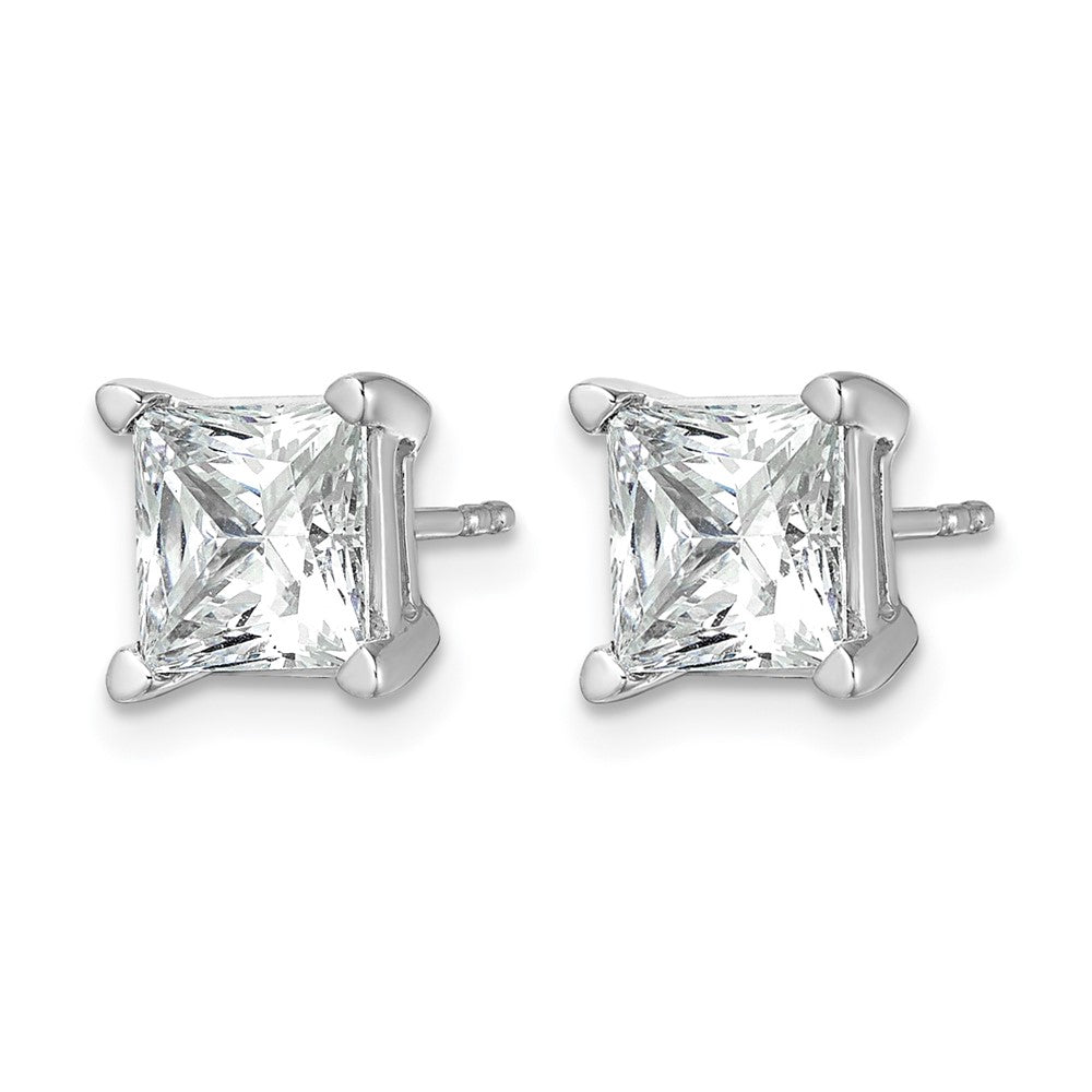 14k White Gold 5 Ct. Lab Grown Diamond VS/SI+ G+ Princess Four Prong Stud Post Earrings
