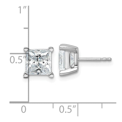14k White Gold 5 Ct. total weight Princess VS/SI GH Lab Grown Diamond 4 Prong Stud Post Earrings