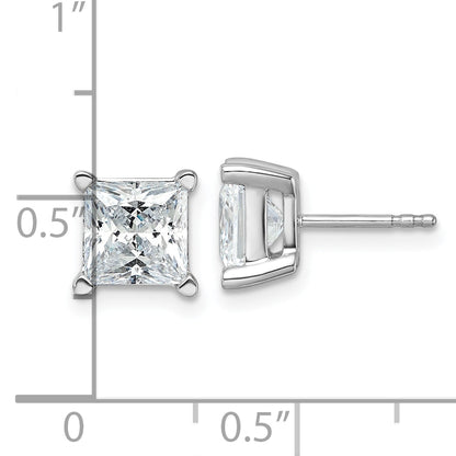 14K White Gold 6 Ctw Lab Grown Diamond Vs+ F+ Princess 4 Prong Heavy Wt. Stud Earrings