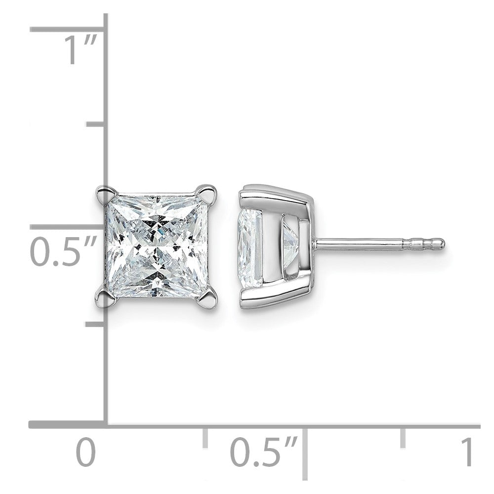 14K White Gold 6 Ctw Certified Lab Grown Diamond Vs+ F+ Princess 4 Prong Heavy Wt. Stud Earrings