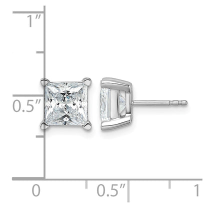 14K White Gold 6 Ctw Certified Lab Grown Diamond Vs+ F+ Princess 4 Prong Heavy Wt. Stud Earrings