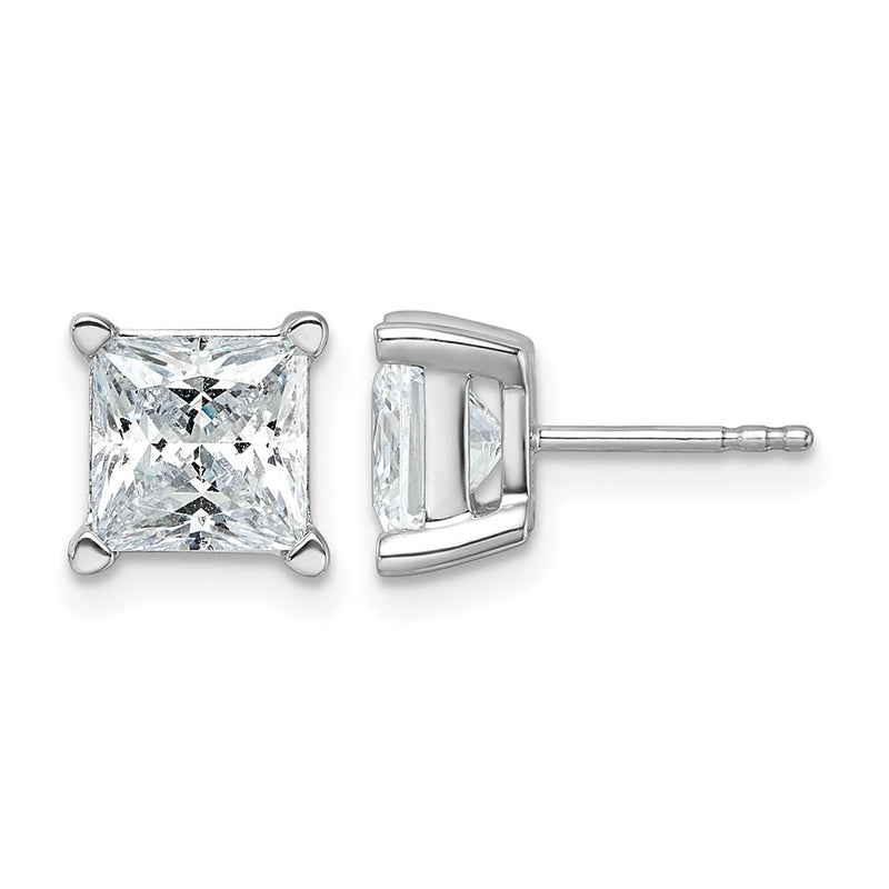 14k White Gold 5 ctw Lab Grown Diamond VS/SI+ G+ Princess 4 Prong Heavy Wt. Stud Earrings