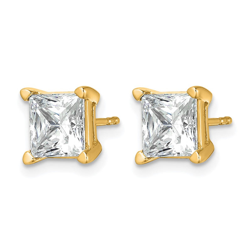 14K Yellow Gold 5 Ctw Certified Lab Grown Diamond Vs+ F+ Princess 4 Prong Heavy Wt. Stud Earrings
