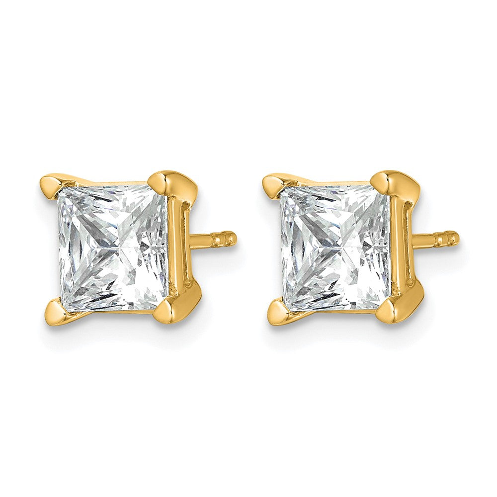 14k Yellow Gold 5 ctw Lab Grown Diamond VS/SI+ G+ Princess 4 Prong Heavy Wt. Stud Earrings