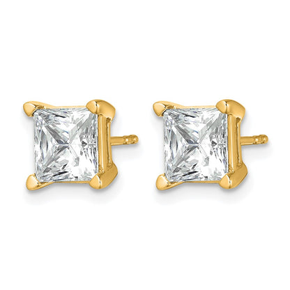 14k Yellow Gold 5 ctw Lab Grown Diamond VS/SI+ G+ Princess 4 Prong Heavy Wt. Stud Earrings